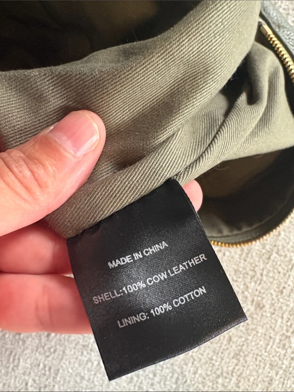 Quince Olive Green Pebbled Leather Shoulder Bag